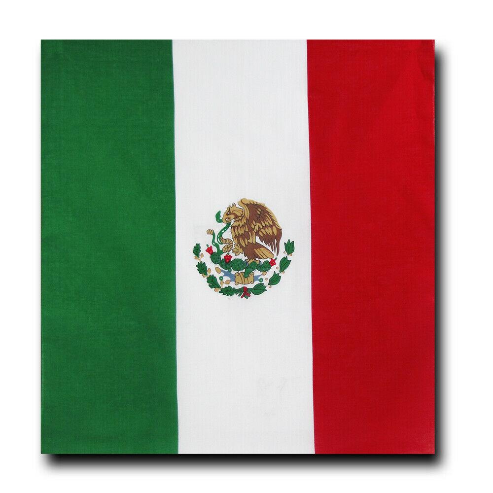 Bandanas 100% Cotton Double-Sided Printed Paisley Cloth Scarf Wrap Face Mask Cover-Mexico Flag-