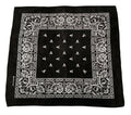 1 Dozen Paisley Printed Bandanas 100% Cotton Cloth Scarf Wrap Washable-Black-