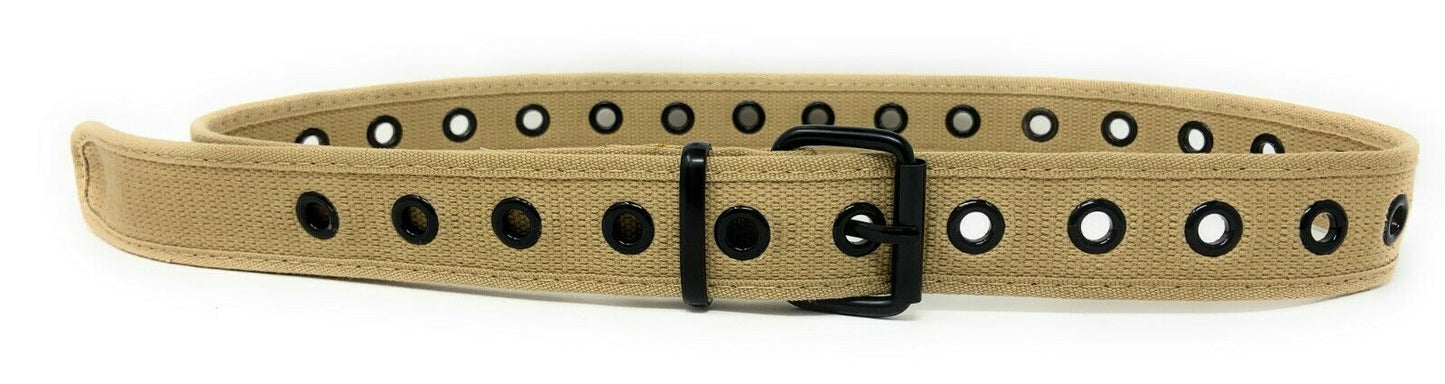 Casaba Canvas Belts Stylish 1 Hole Grommet Fabric Military Mens Women Unisex-Black-Small (30"- 32")-
