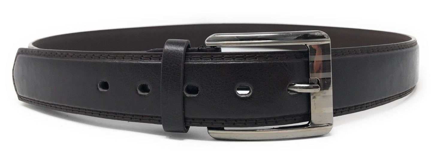 Casaba Italian Style Genuine Leather Mens Waist Buckle Belts 1.5 Inch Width-Black-Small (30"-32")-