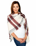 Casaba Womens Warm Winter Scarves Scarf Wraps Shawls Blankets Triangle Plaid-Wine-White-