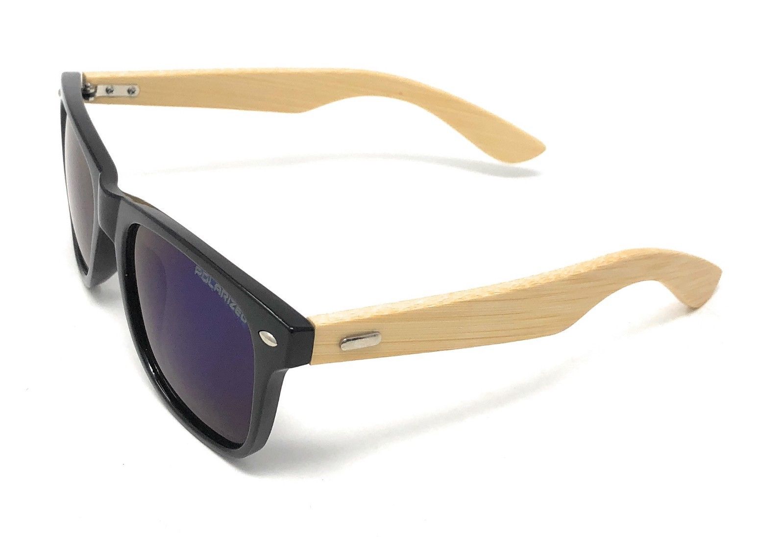 Classic Polarized Sunglasses Club Aviator Bamboo Sports Mirror Men's Women's-Black (lens) Black (frame)-