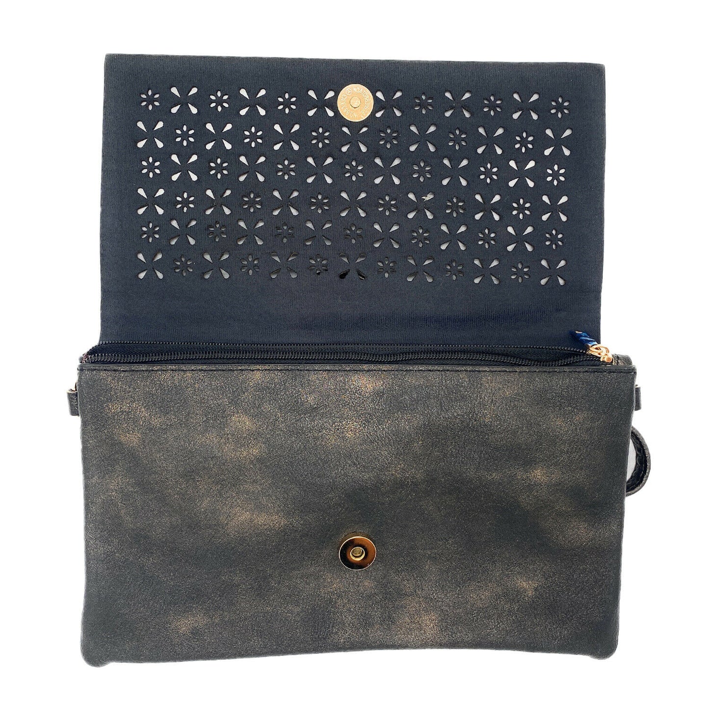 Empire Cove Floral Crossbody Bag with Clear Touchscreen Window Wallet Pouch Case-Black-