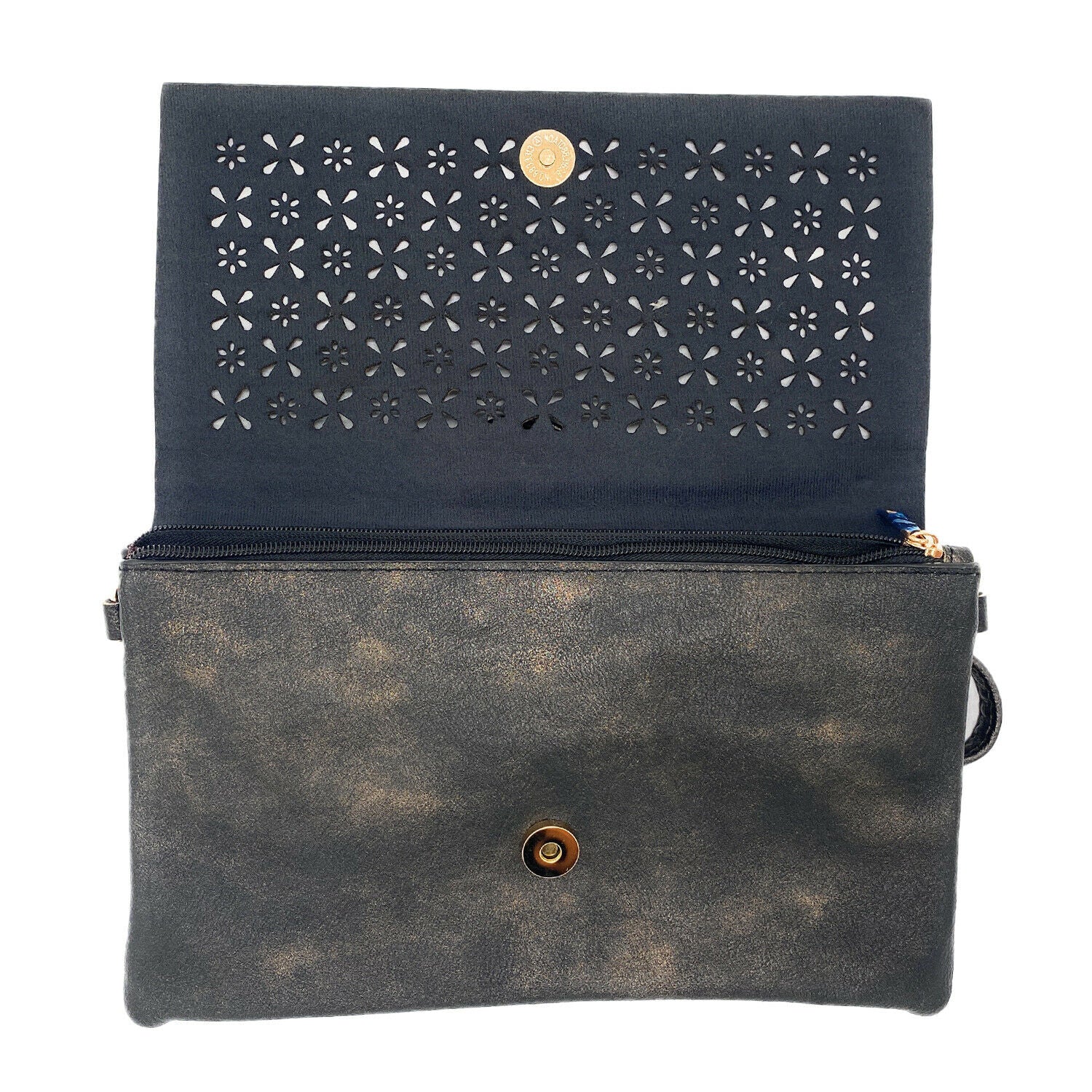 Empire Cove Floral Crossbody Bag with Clear Touchscreen Window Wallet Pouch Case-Black-
