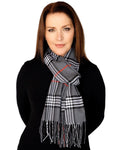 Casaba Womens Warm Winter Scarves Scarf Wraps Shawls Blankets Triangle Plaid-Grey-Dual Tone-Plaid-