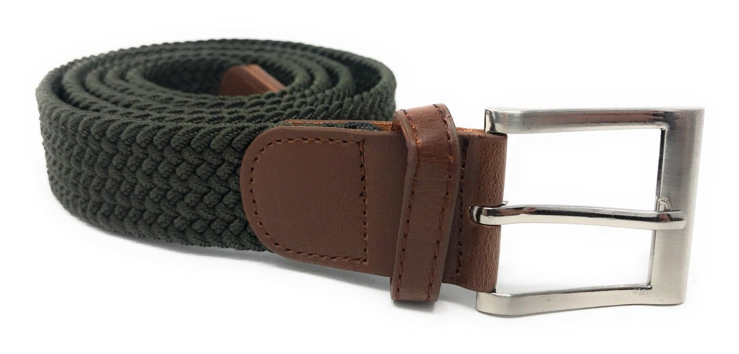 Casaba Stretch Braided Golf Belts Woven Elastic Adjustable Fit Mens Womens-Olive-Small-