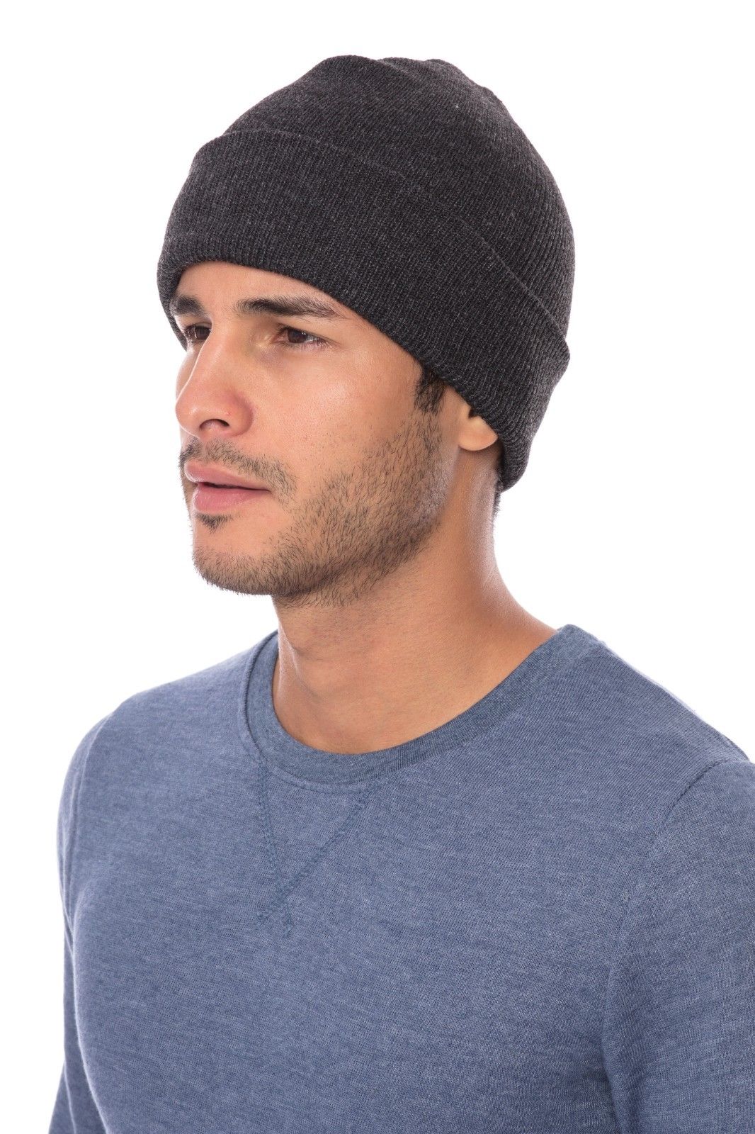 Casaba Warm Winter Beanies Hat Cap for Men Women Toboggan Cuffed Knit Slouch-Black-