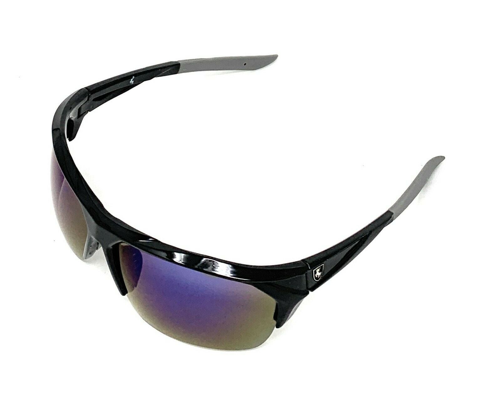 Polarized Half Frame Sunglasses Sports Warrior Style Driving Motorcycle Fishing-Black / Blue White (frame)-