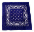 1 Dozen Paisley Printed Bandanas 100% Cotton Cloth Scarf Wrap Washable-Royal Blue-