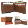 Casaba Genuine Leather Bifold Wallets Cash Slots ID Coin Key Pocket Mens Womens-Brown (Flip Up Id)-