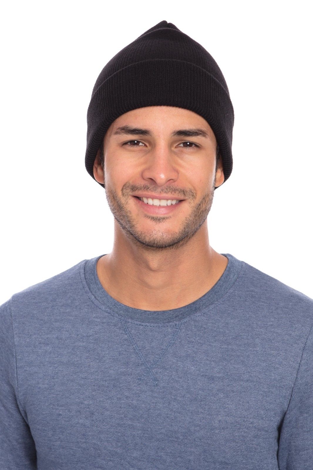 Casaba Warm Winter Beanies Hat Cap for Men Women Toboggan Cuffed Knit Slouch-Black-