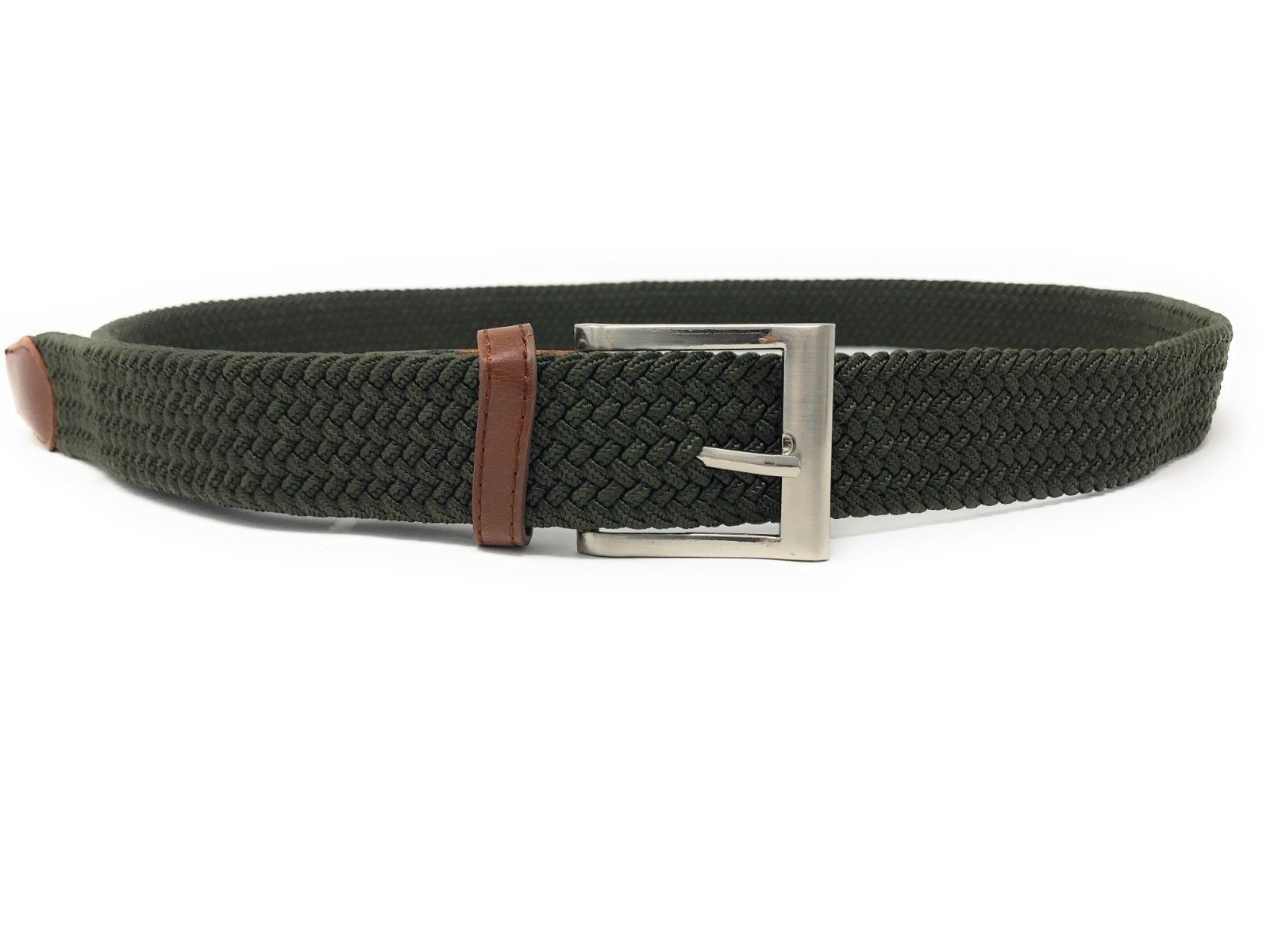 Casaba Stretch Braided Golf Belts Woven Elastic Adjustable Fit Mens Womens-Olive-Small-