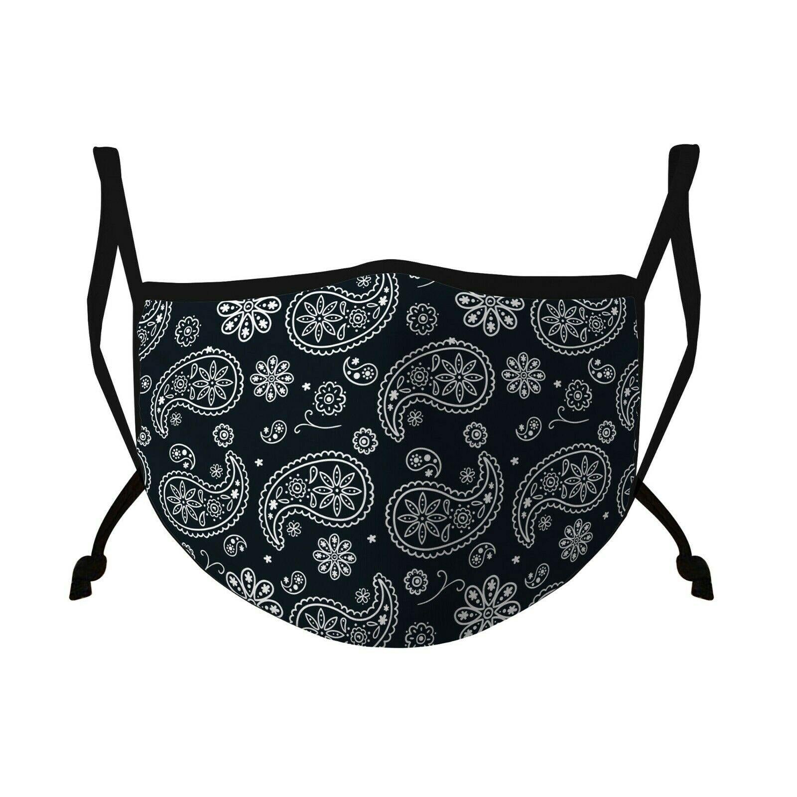 Casaba 3 Pack Face Mask Stylish Prints Cotton Poly Adjustable Washable Reusable-Paisley 3 Pack-