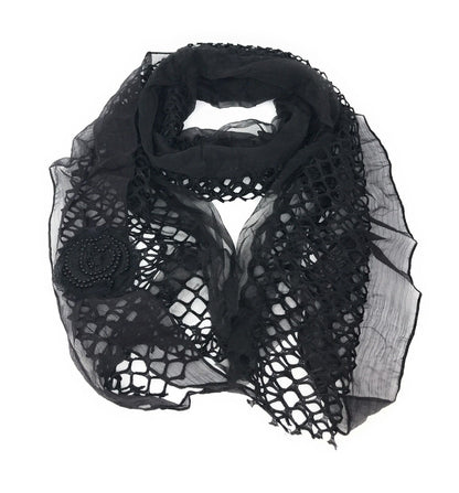 Casaba Womens Elegant Lace Scarves Scarf Shawl Floral Church Sunday Sheer Wrap-Black-