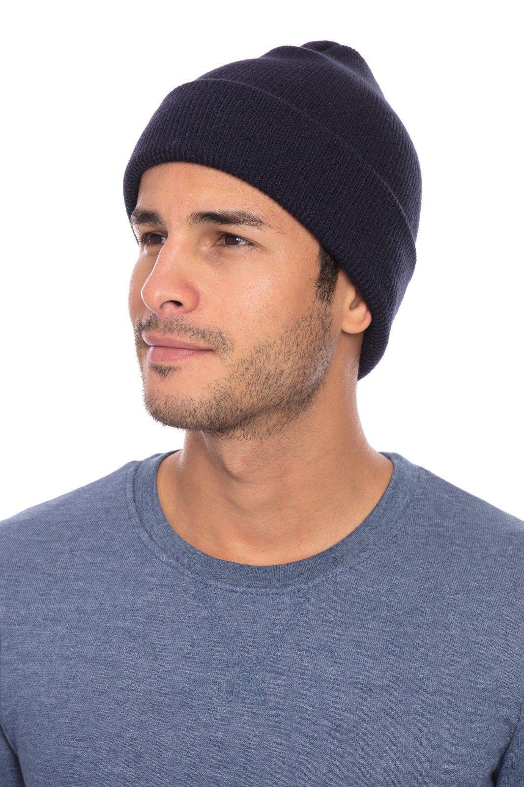 Casaba Warm Winter Beanies Hat Cap for Men Women Toboggan Cuffed Knit Slouch-Black-