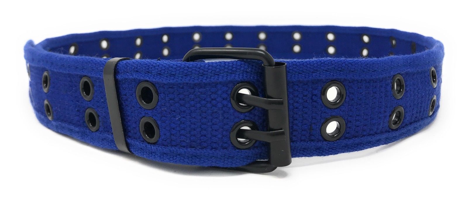 Casaba Canvas Belts Double Row 2 Holes Grommet Fabric Military Mens Women Unisex-Black-Small (30"- 32")-
