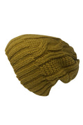 Casaba Warm Beanies Cable Knit Braided Slouch Long Hats Caps for Men Women-Mustard-