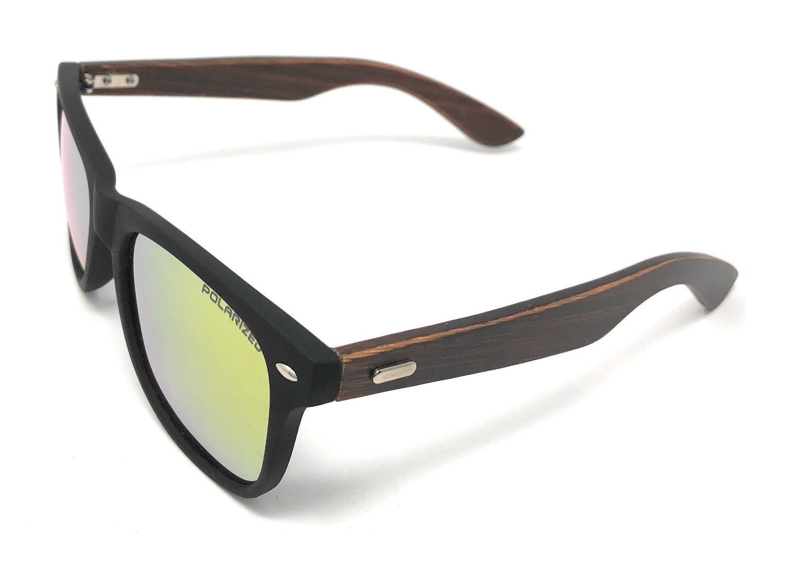 Classic Polarized Sunglasses Club Aviator Bamboo Sports Mirror Men's Women's-Black (lens) Black (frame)-