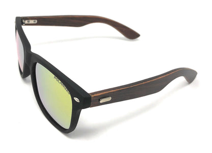 Classic Polarized Sunglasses Club Aviator Bamboo Sports Mirror Men's Women's-Black (lens) Black (frame)-