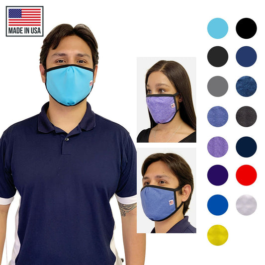 Made in USA Face Masks Mouth Nose Washable Reusable Double Layer Mask Cotton Cloth Blend-Black-
