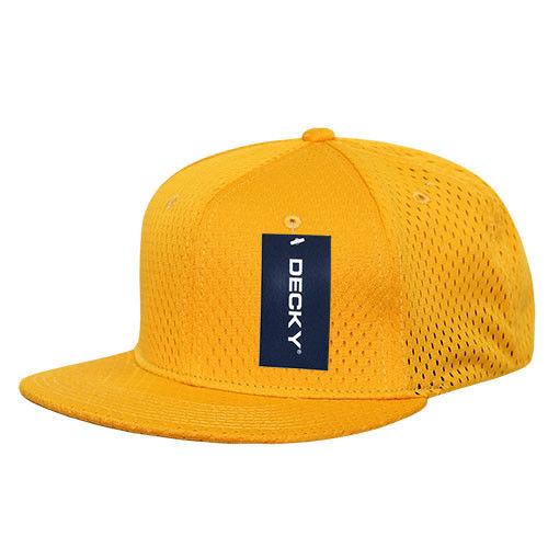 Decky Mesh Jersey Flat Bill Snapbacks Hats Caps Unisex-Black-