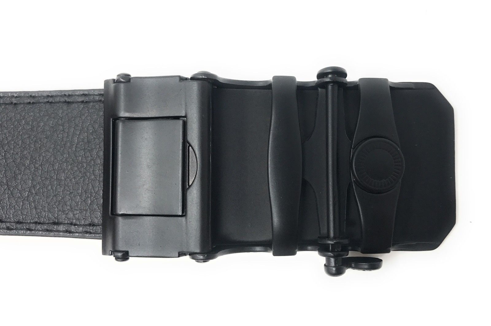 Leather Mens Ratchet Belt Sliding Adjustable Automatic Buckle Cut to Size-Black Diamond-
