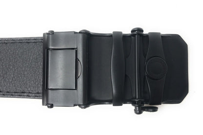 Leather Mens Ratchet Belt Sliding Adjustable Automatic Buckle Cut to Size-Black Diamond-