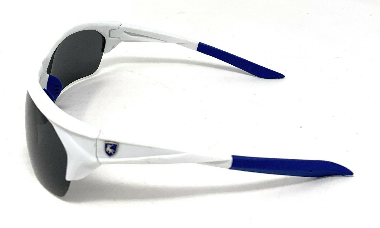 Polarized Half Frame Sunglasses Sports Warrior Style Driving Motorcycle Fishing-Black / Blue White (frame)-