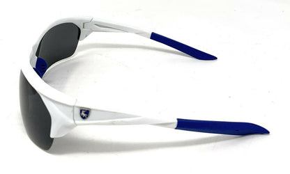 Polarized Half Frame Sunglasses Sports Warrior Style Driving Motorcycle Fishing-Black / Blue White (frame)-