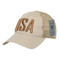 Rapid Dominance USA American Flag Text Ripstop 6 Panel Trucker Dad Caps Hats-USA-khaki-