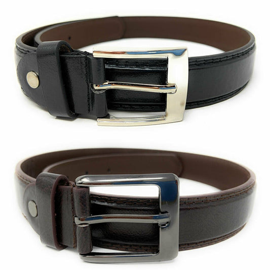 Casaba Italian Style Leather Belts for Kids Boys 2 to 10 years-Black-S-
