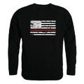 RAPDOM Tactical USA Flag Thin Red Line Crewneck Fleece Sweatshirts-Small-Black-