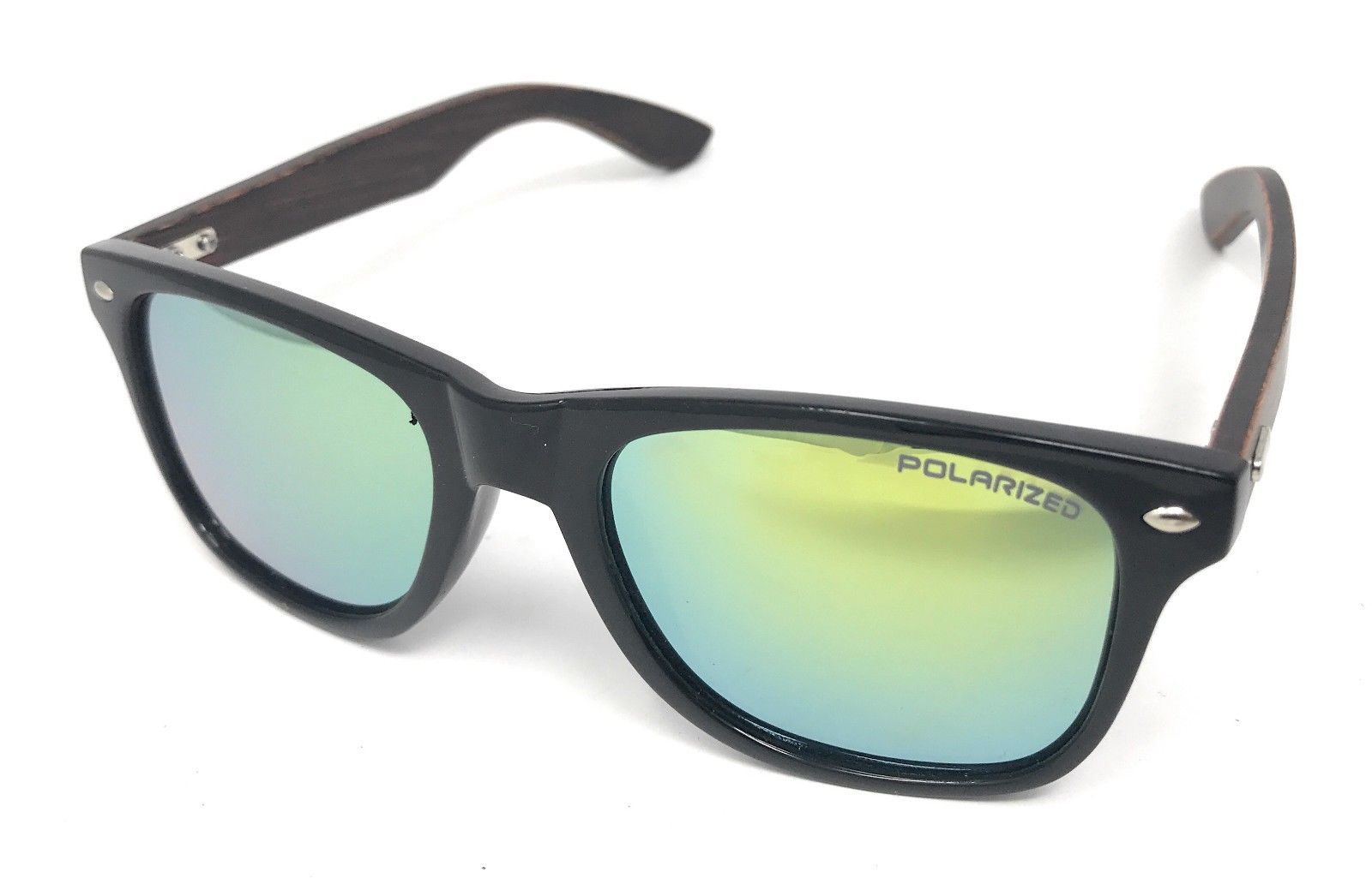 Polarized Sunglasses Classic Way Bamboo Mirror Mens Womens Teens-Black (lens) Black (frame)-