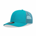Decky 6021 Mid Prof 6Panel Poly/Cot Trucker Hats Caps Series One Solids-Teal-