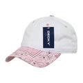 Decky Trendy Paisley Bandanna Polo 6 Panel Baseball Snapbacks Hats Caps Unisex-White/Pink-