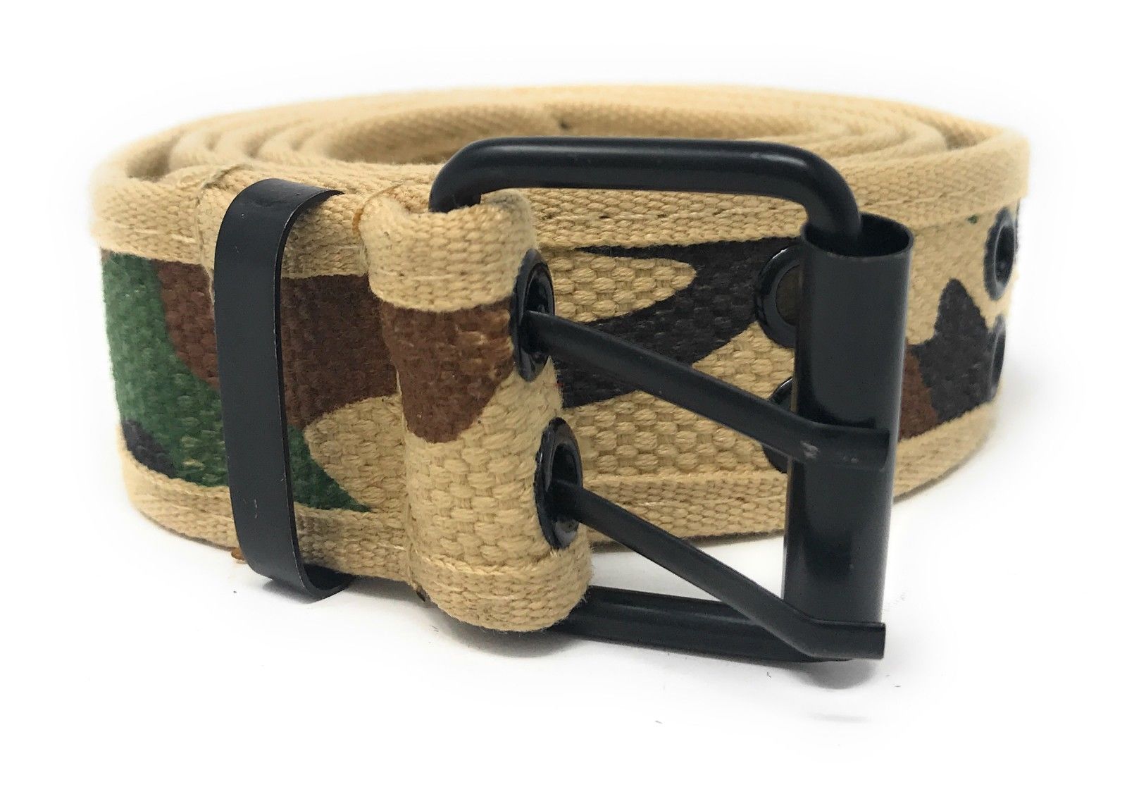 Casaba Canvas Belts Double Row 2 Holes Grommet Fabric Military Mens Women Unisex-Black-Small (30"- 32")-
