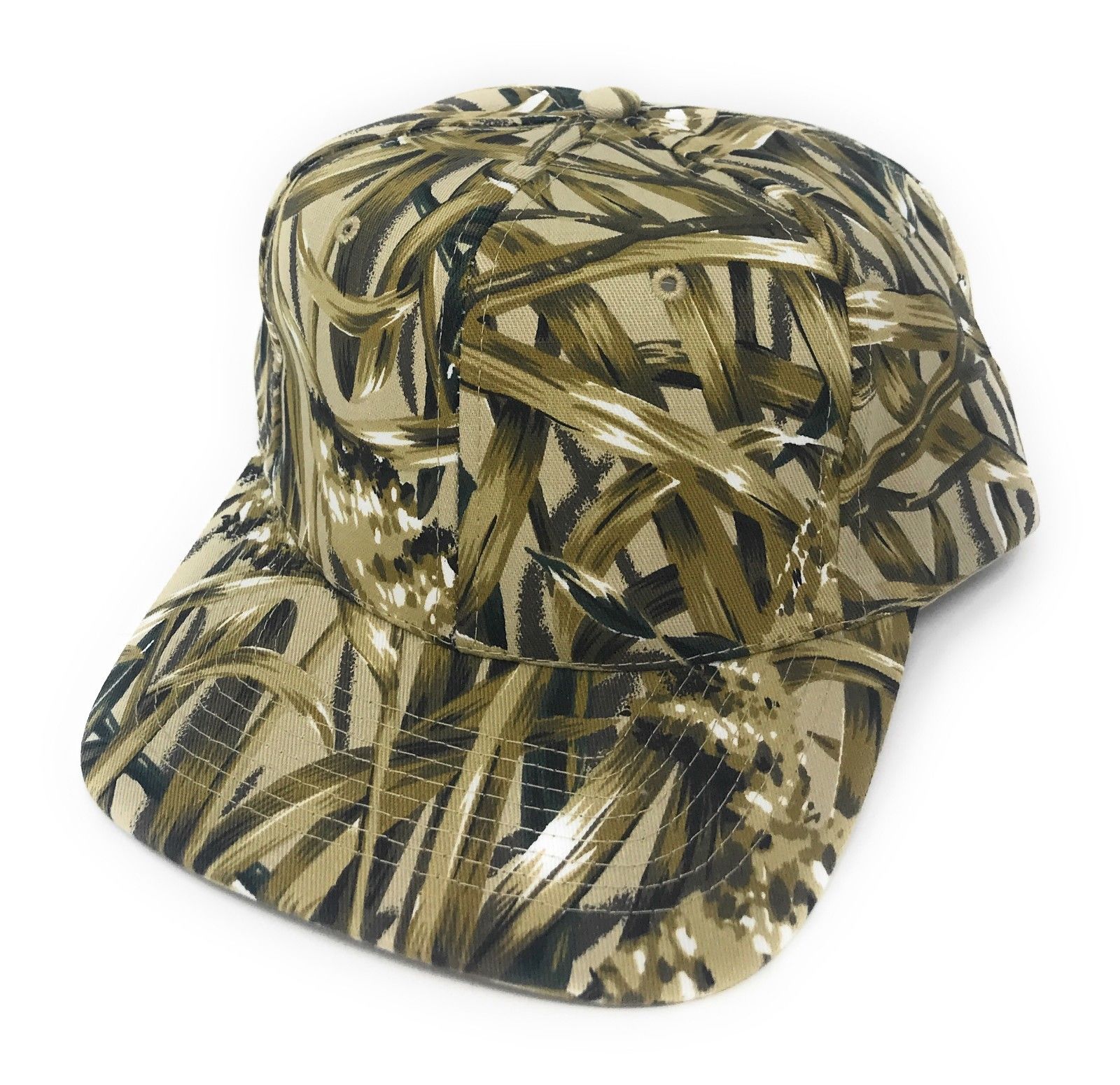 Cotton Twill Camo Camouflage 6 Panel Hunting Fishing Baseball Snapback Hats Caps-Green Tree Camo-