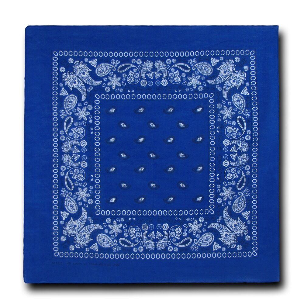 1 Dozen Pack Printed Bandanas 100% Cotton Cloth Scarf Wrap Face Mask Cover-Royal-