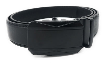 Leather Mens Ratchet Belt Sliding Adjustable Automatic Buckle Cut to Size-Black Diamond-