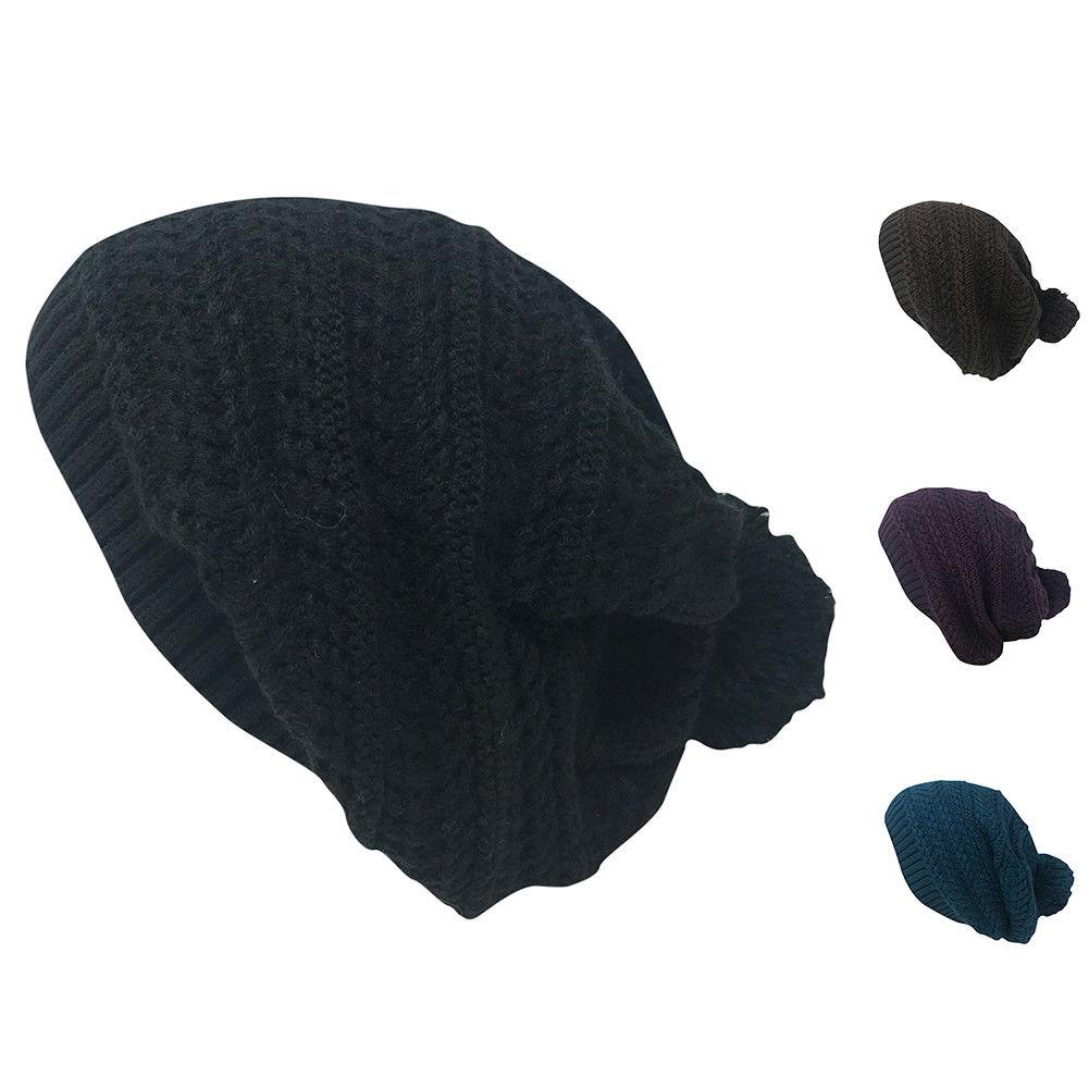 Casaba Warm Beanies French Beret Braided Knit with Pom Hats Caps for Women-Black-