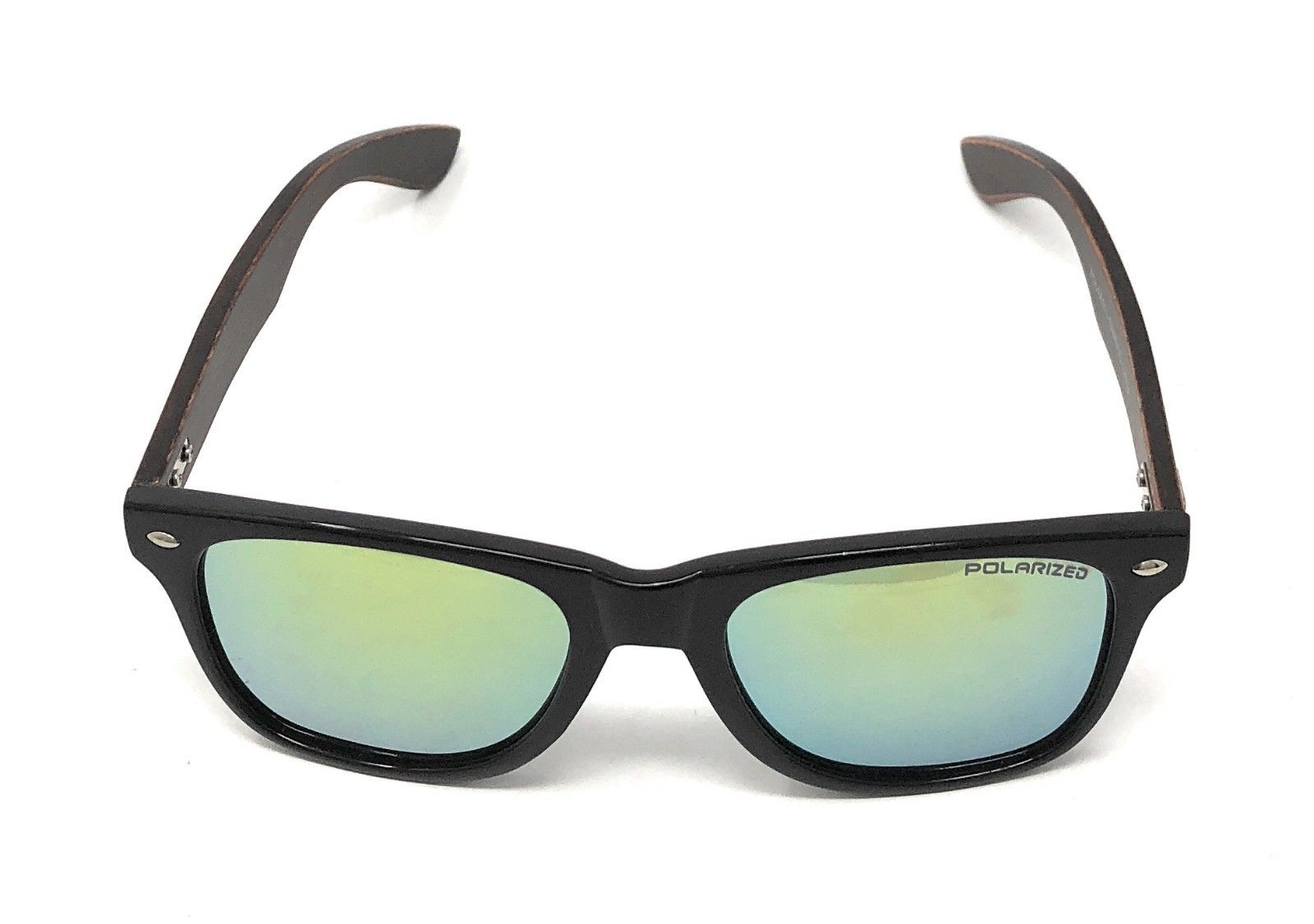 Polarized Sunglasses Classic Way Bamboo Mirror Mens Womens Teens-Black (lens) Black (frame)-