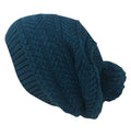 Casaba Warm Beanies French Beret Braided Knit with Pom Hats Caps for Women-Teal-