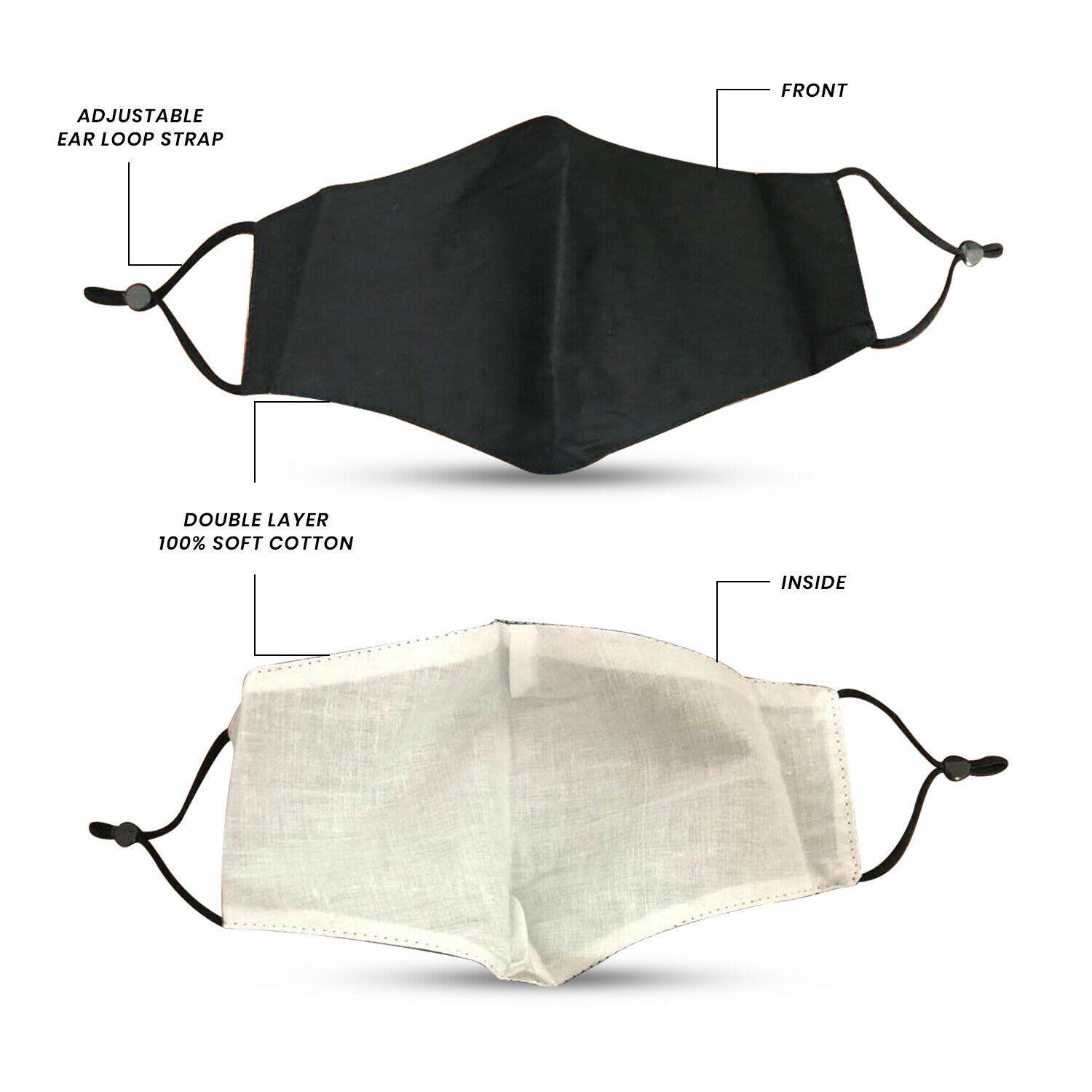 Custom Cotton Face Mask Cloth Masks Pack for Mouth Nose Washable Reusable Double Layer Adjustable Ear Unisex-1 Piece-