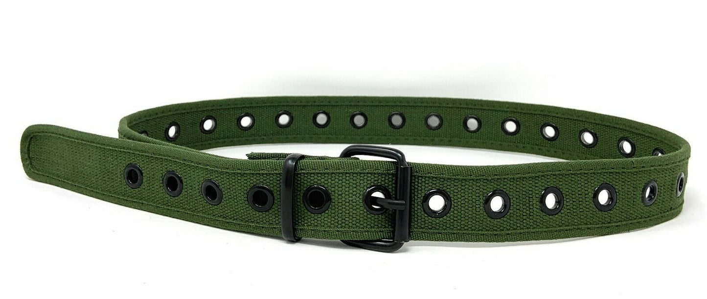 Casaba Canvas Belts Stylish 1 Hole Grommet Fabric Military Mens Women Unisex-Black-Small (30"- 32")-