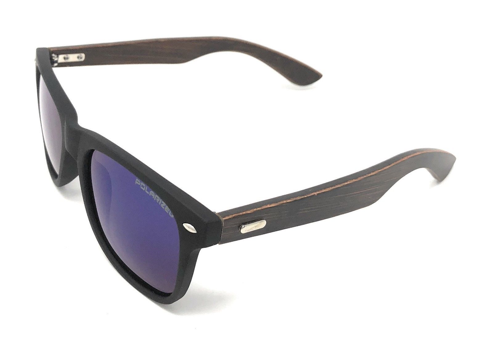 Classic Polarized Sunglasses Club Aviator Bamboo Sports Mirror Men's Women's-Black (lens) Black (frame)-