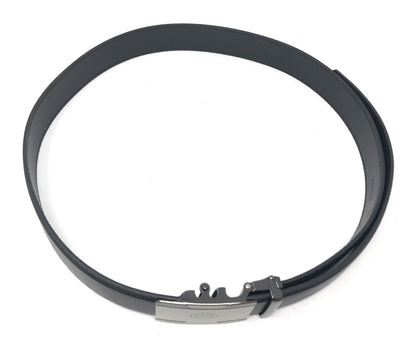 Leather Mens Ratchet Belt Sliding Adjustable Automatic Buckle Cut to Size-Black Diamond-