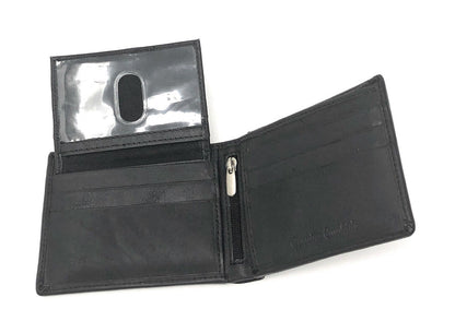 Casaba Genuine Leather Bifold Wallets Cash Slots ID Coin Key Pocket Mens Womens-Black (Double ID)-