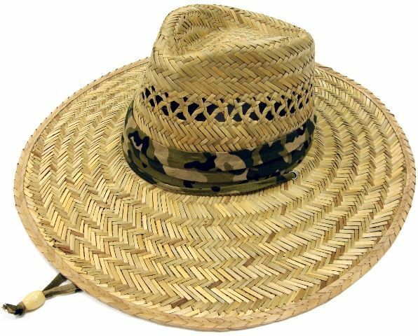 Stylish Straw Hats Caps Lifeguard Sombrero Postal Sun Beach Wide Brim Unisex-Camouflage-
