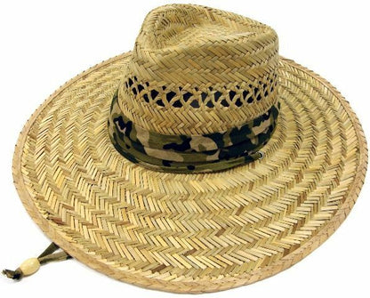 Stylish Straw Hats Caps Lifeguard Sombrero Postal Sun Beach Wide Brim Unisex-Camouflage-