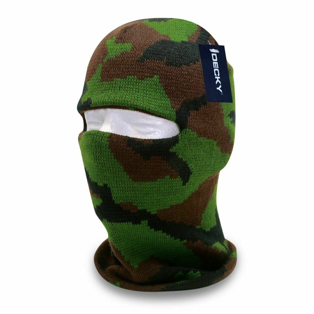 Decky Camo 1 Hole Winter Snow Face Mask Beanie Balaclava-Woodland-